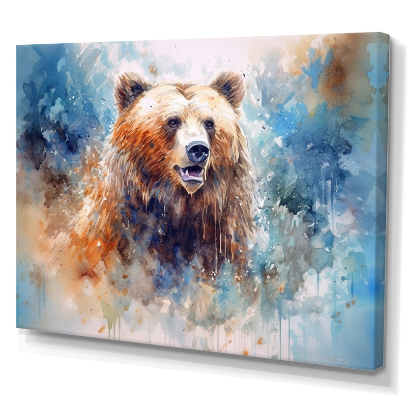 «Majestic Grizzly I» sur toile, Toile tendue, H 16 po x l 32 po x P 1 po
