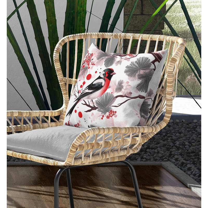 Coussin intérieur / extérieur Pine and Ember, Rouge / rose, Carré 18 po