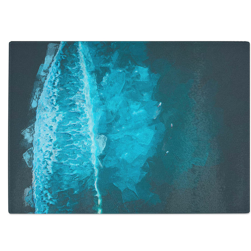 Tempered Glass Ocean Surf Chopping Board, 39 cm W x 28.5 cm L