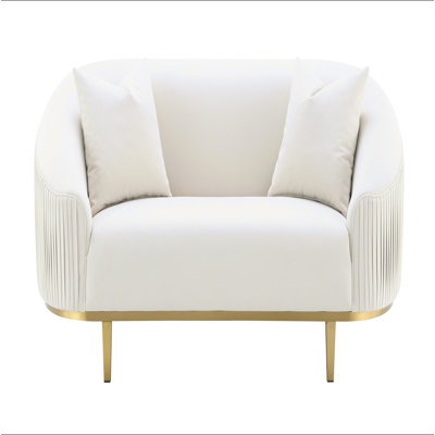 Martina Ivory Velvet Loveseat W/2 Pillows
