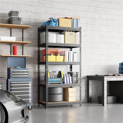 Tevis 60" H x 27.5" W x 12" D 5 Tiers Boltless Adjustable Storage Shelf Goods Rack