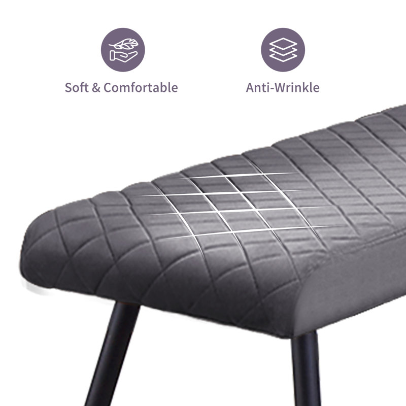 Depue Velvet 130cm Upholstered Bench for 2 person, Grey Velvet