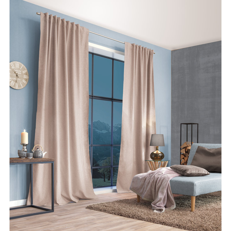 PELLU Polyester Room Darkening Curtain Panel, Natural sheesam wood