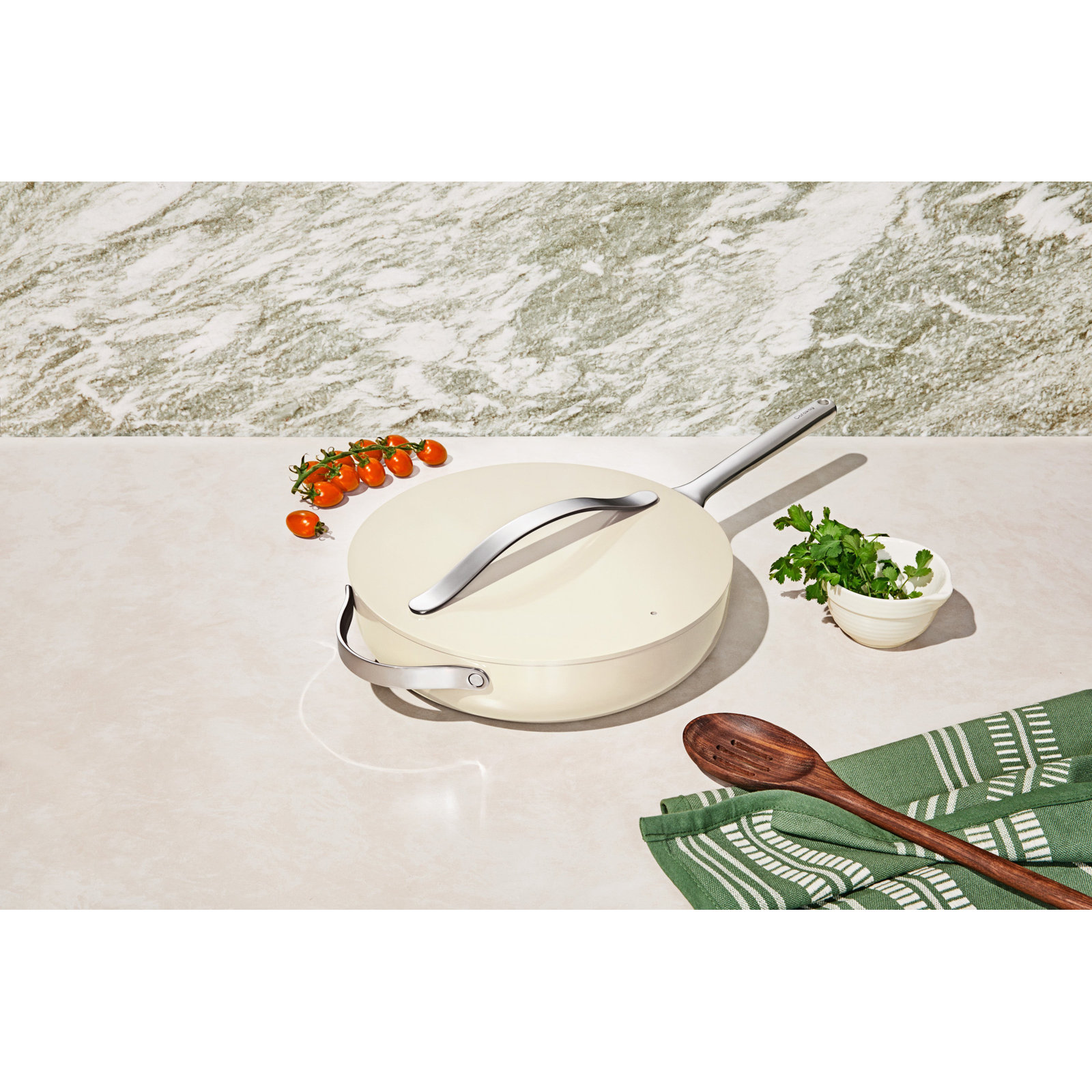Caraway 4.5qt Ceramic Non-Stick Sauté Pan, Cream