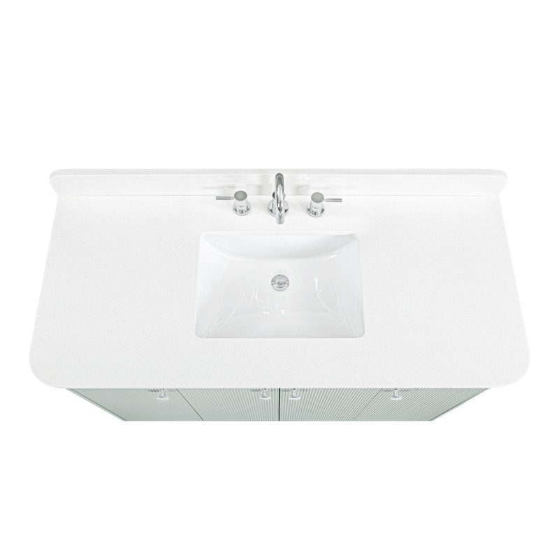 Haley 48 in. Single Sink Bathroom Vanity in Soft Sage with Top, White Quartz