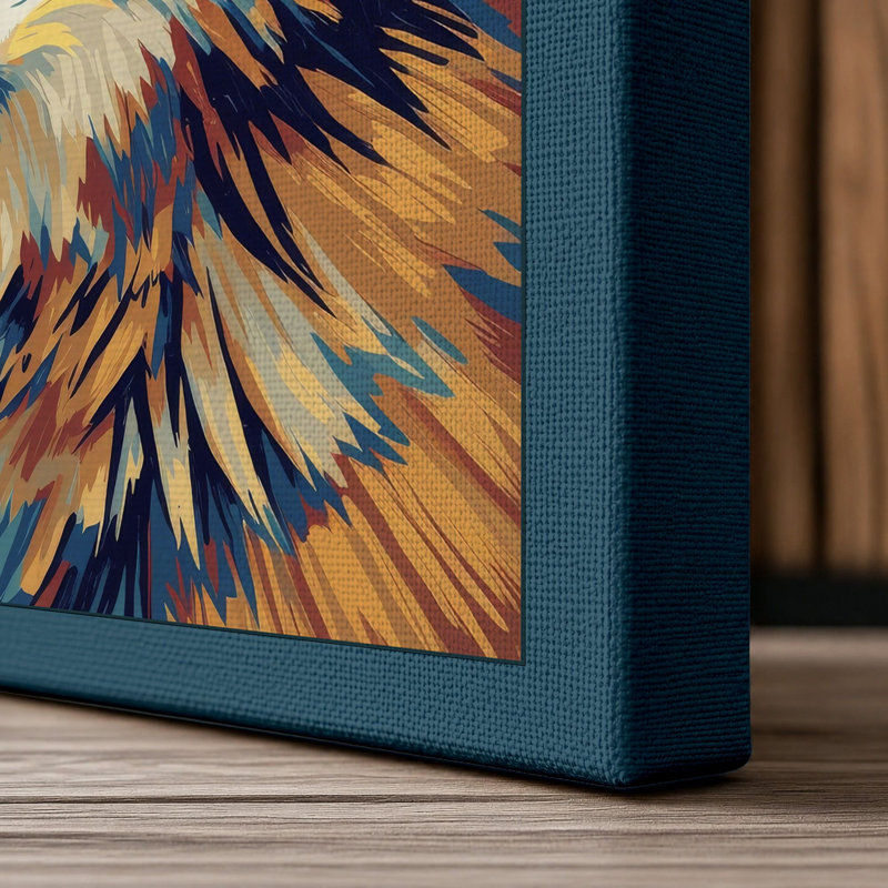 Expressive Wolf Modern - Wrapped Canvas, 18x12 - 45.7 x 30.5 cm, Teal Border