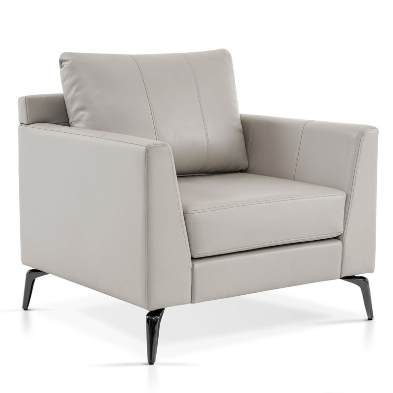 Fauteuil d'appoint moderne, fauteuil rembourré, fauteuils simples, Similicuir beige