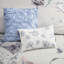 Édredon très grand - 8 pièces en coton bleu avec coussins décoratifs, impression de style floral chic-125396578-125396579