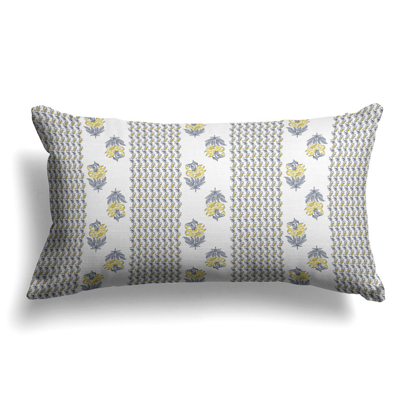 Anemone Artistry  Rectangular Throw Pillow, White/Gray