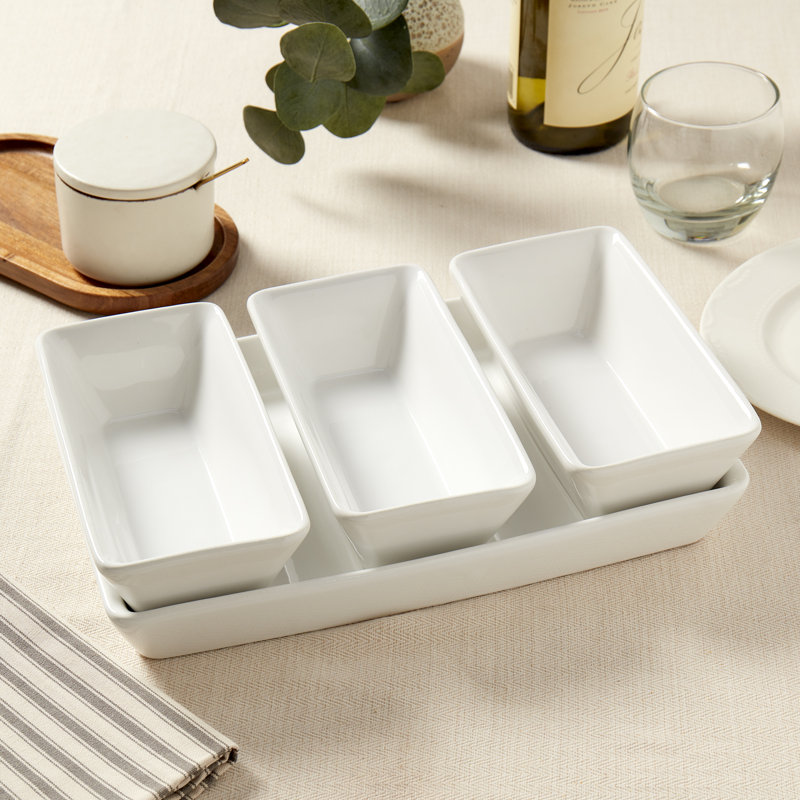 Denmark Tools for Cooks White 4-piece Rectangular Ceramic Serving Set
