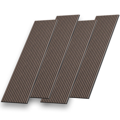 4 pièces x 23,6 po x 94 po à panneaux de lattes en bois insonorisées / insonorisées 3D, noyer fumé pour plafond et mur (paquet de 4 / 61,63 pieds carrés)