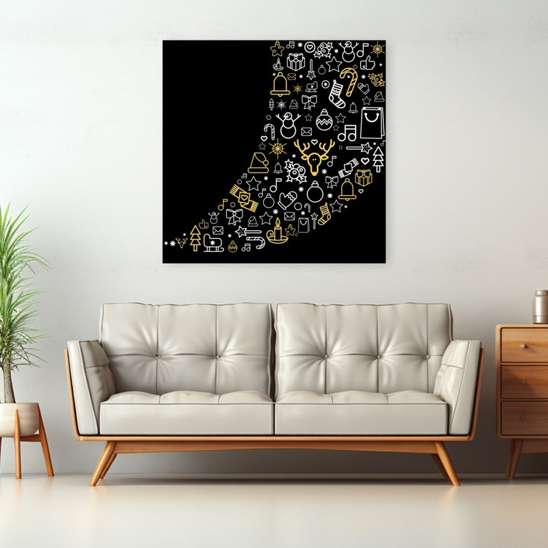 Arbre de Noël noir noir abstrait arbre minimaliste, impression d'art mural, 48" H x 48" W