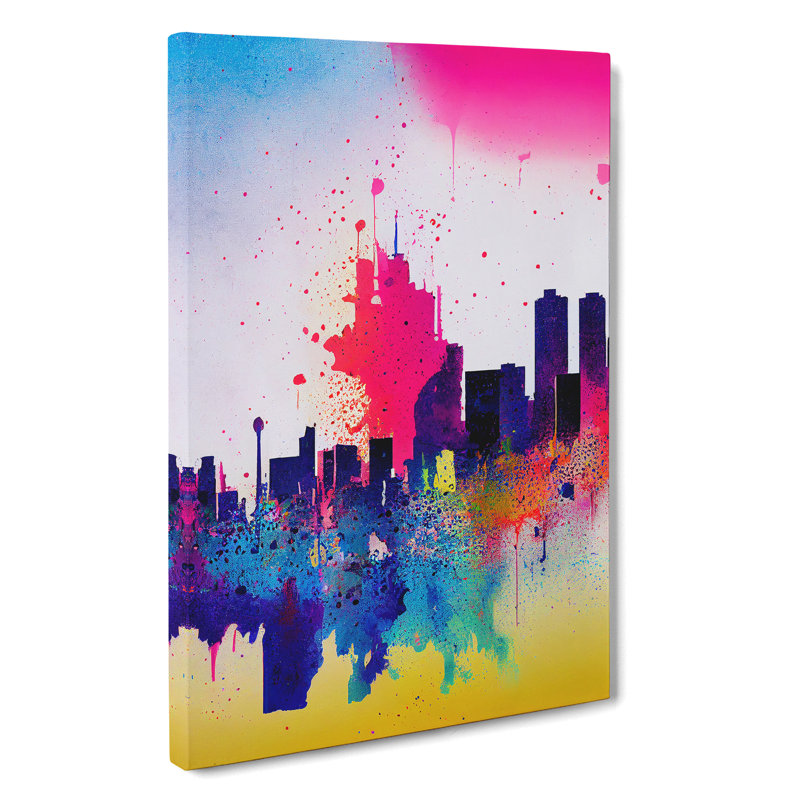 Paint Drip City Skyline No.3 Abstract - Wrapped Canvas, 50cm H x 35cm W x 3cm D