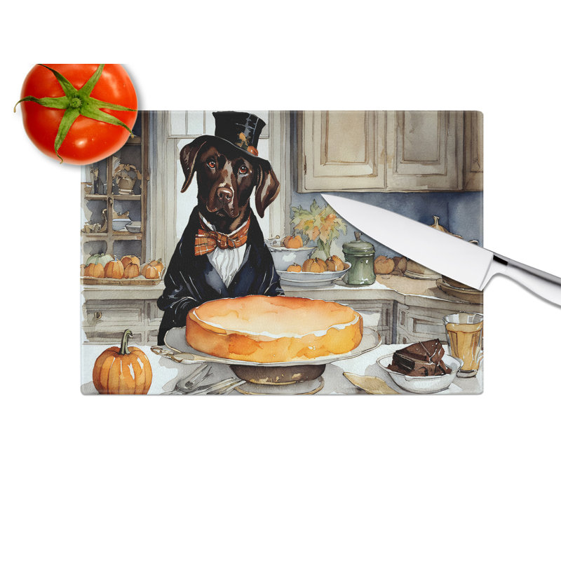 Grande planche à découper en verre avec citrouilles chocolat