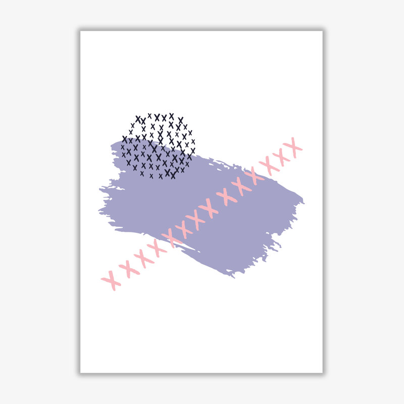 Purple X Paint Brush Abstract - Print, No Frame, 60 cm H x 42 cm W x 1 cm D