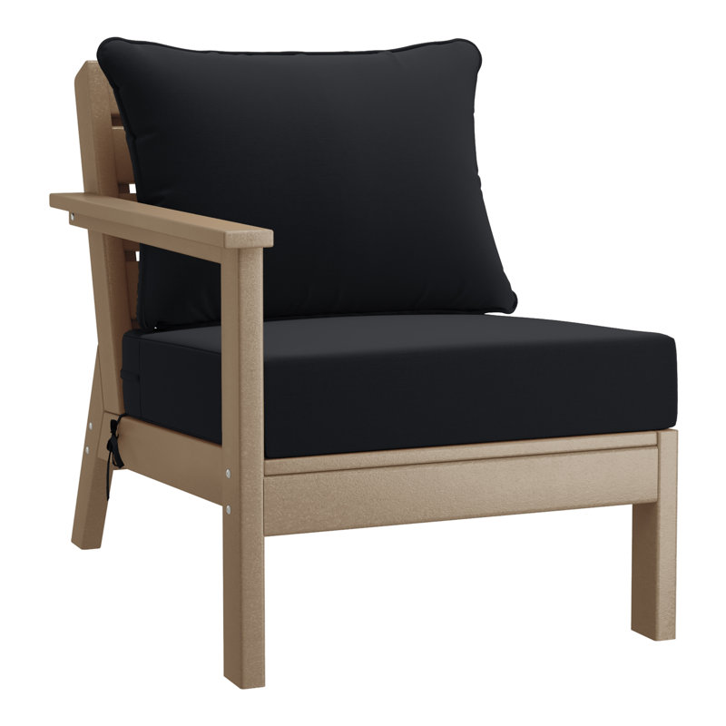 Chaise avec accoudoirs profonds à gauche avec coussins, Light Brown, Noir, noir, noir, noir