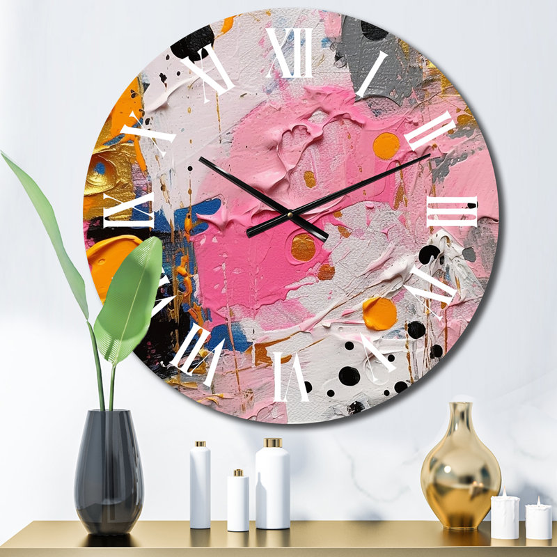 Horloge murale rose et grise I, Petit