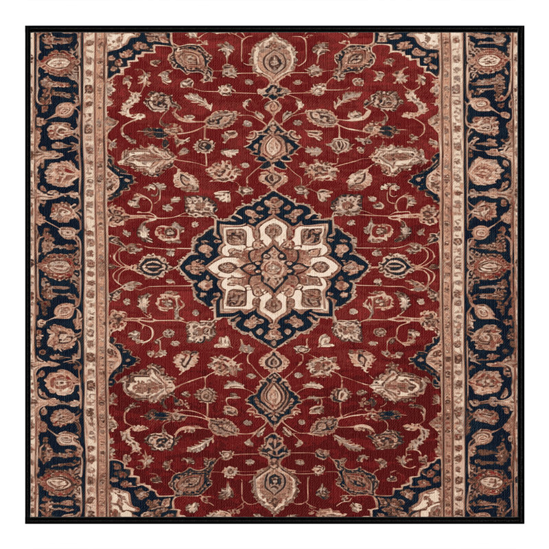 Tapis persan noir lavable à la machine, Carré 3 pi