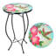 Mosaic Garden Table Weatherproof Glass & Iron, Small Round Outdoor Patio Coffee Versatile Bistro Side Table Plant Stand for Home & Gift, 30.5 cm, Garden Tables Only-678814917