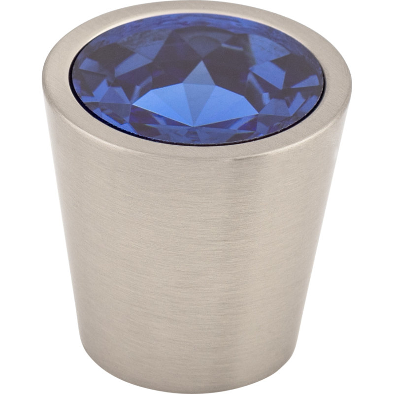 Crystal Center Round Knob, 1 1/16" Knob Diameter, Blue