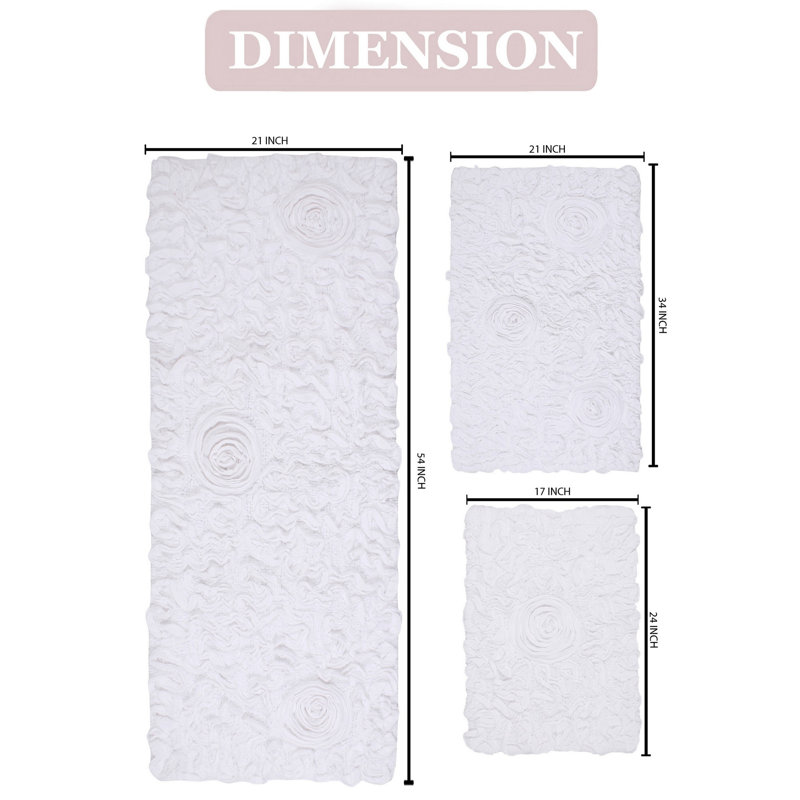 Pothier Bath Rug (Set of 3), White