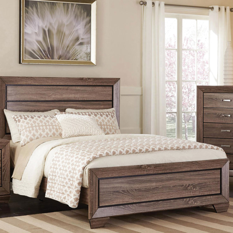 Washed Taupe Queen Panel Bed - Rustic Chic Bedroom Furniture Contemporary Design With Charm