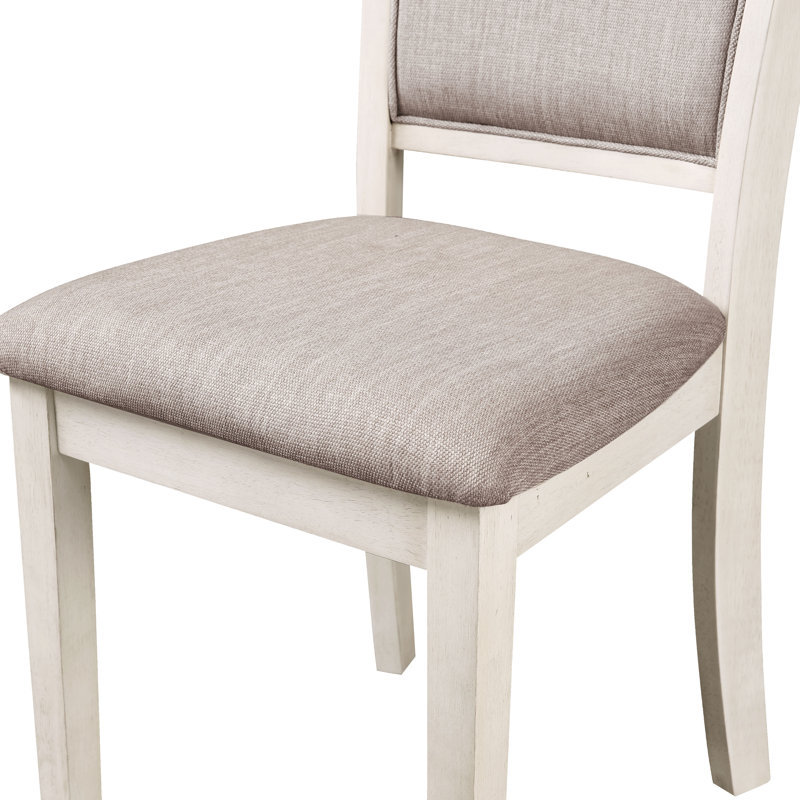 Josiha Polyester Upholstered and Wood Frame Side Chair, Beige