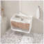 Meuble-lavabo de salle de bain flottant 30 po seulement, panneau de fibres à densité moyenne mural avec tiroir à grain de bois cannelé, rails à fermeture douce et tablette ouverte, blanc / chêne (lavabo non inclus)