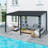 Belmont Lean To Outdoor Patio Gazebo With Steel Slope Roof,EROMMY Hardtop Wall Mounted Metal Frame Pavilion-126399460
