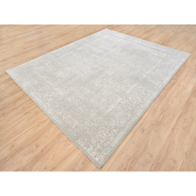 Tapis beige tissé à la main en laine et en laine à motif jacquard fin 8 pi x 10 pi 0F61D17E689B45489F13BAD69A82721E