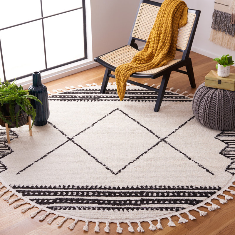 Baar Tassel Performance Abstract Rug, Round 6'7"