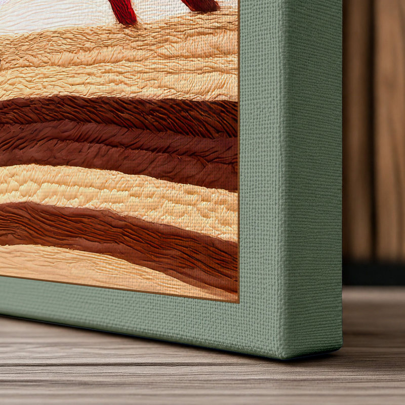 Crimson Fox On Hills Rustic - Print, 24x16 - 61.0 x 40.6 cm, Sage Border