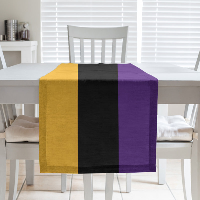 Los Angeles LA Basketball Table Runner, 90" L x 16" W, Gold/Black/Purple, Cotton Twill