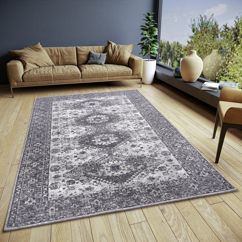 Bila Grey/Black Rug, Rectangular 75 x 150cm