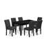 Ensemble de table de salle à manger 7 pièces comprenant une table de cuisine et 6 chaises en bois de polyester gris foncé avec dossier élégant - finition noire-767197097-767197098-792730453
