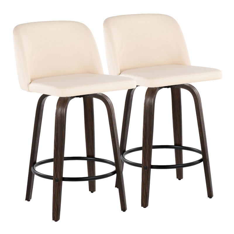 Lakyia Swivel Upholstered Counter Stool, Cream