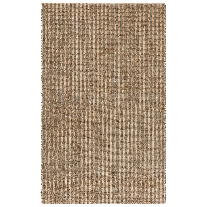 Natural Fiber Couture 102 Hand Loomed Jute/Cotton Striped Rug in Green/Natural, Rectangle 9' x 12'