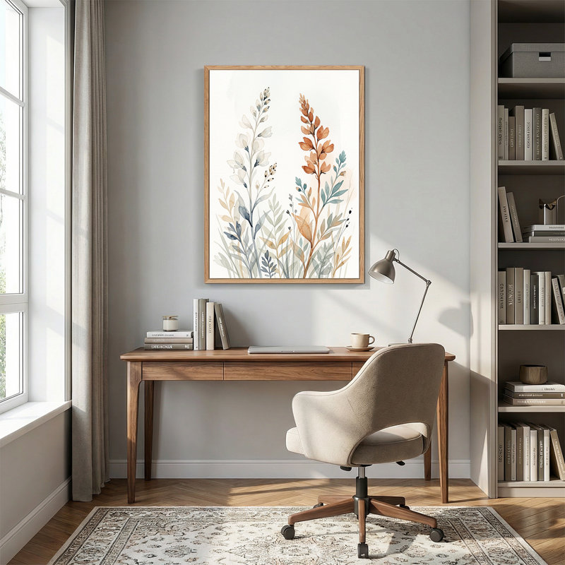 Grandes tiges botaniques sur toile aquarelle, 48"H x 36"W