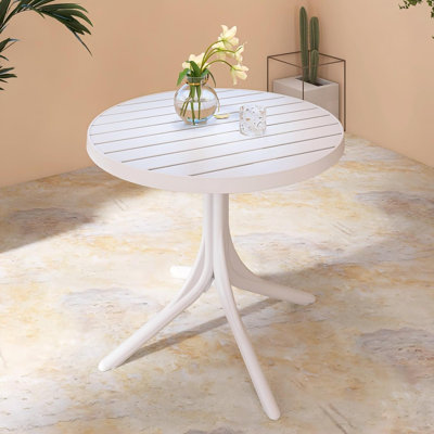 Table ronde de 36 pouces en PP, table de salle à manger intérieure / extérieure et table basse, table de patio pour le jardin, la cour, la cuisine, le camping