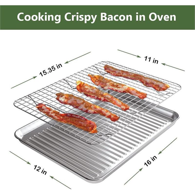 Stainless Steel Nonstick Baking Sheet with Rack Set, 16 x 12 Inches