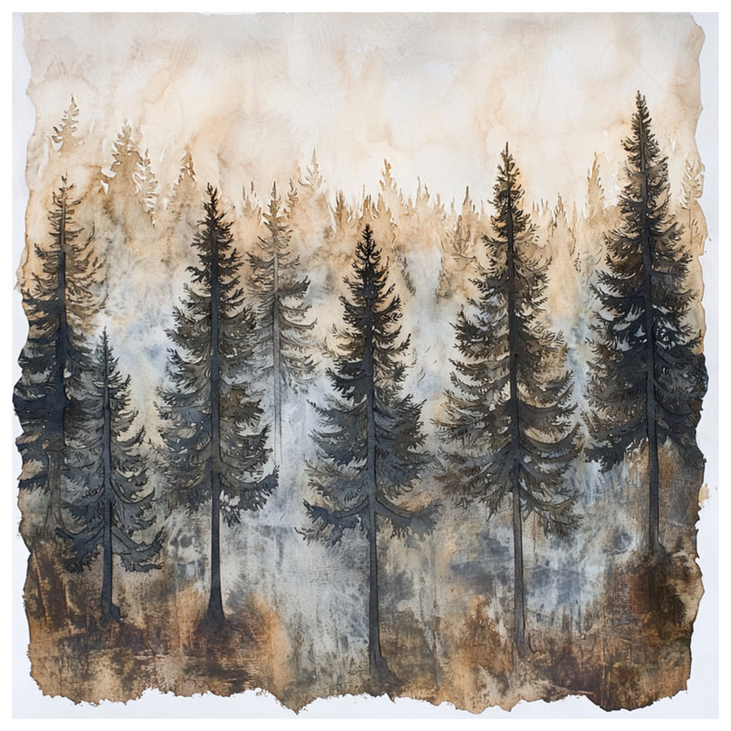 Misty Forest Landscape Canvas Gallery Wrap in Many Sizes, 12 x 12 inches