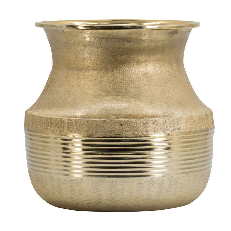Zeppelin Aluminum Table Vase, 11.4" H x 11.8" W x 11.8" D, Gold