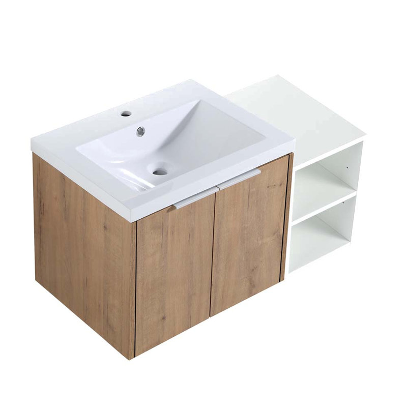Meuble-lavabo simple avec plateau en résine 35,62 po Wamego, Chêne