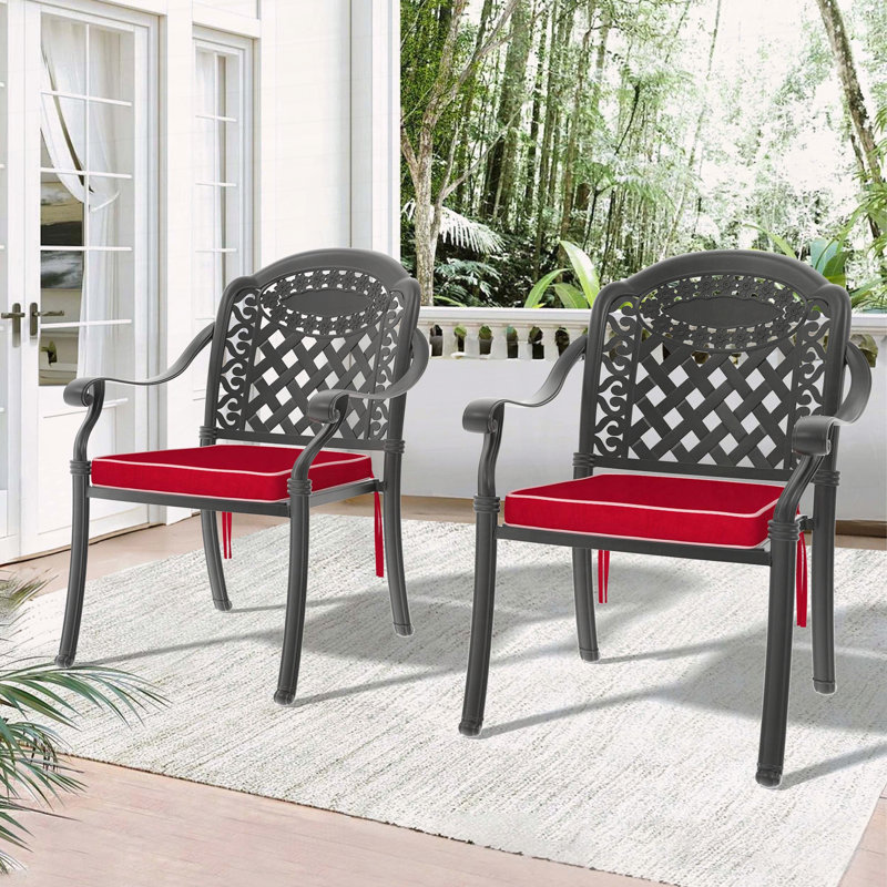 Ensemble de 2 chaises de patio en fonte d'aluminium avec finition thermolaquée et empilable