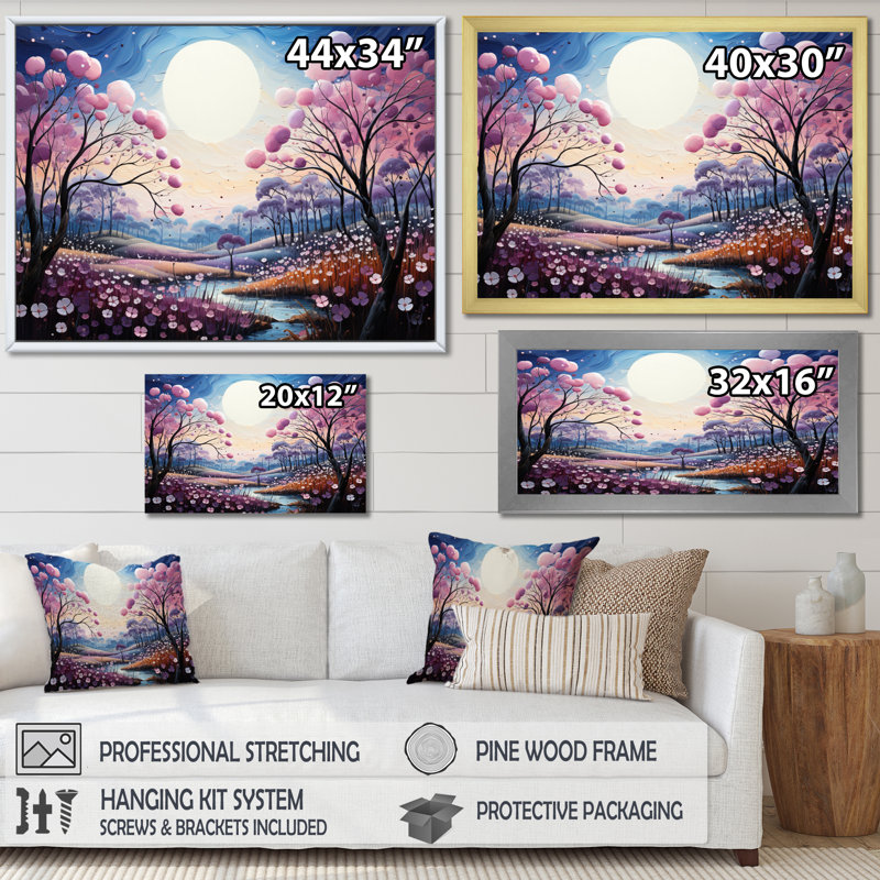 «Meadow Melody I» sur toile, Cadre flottant noir, H 34 po x l 44 po x P 1,5 po