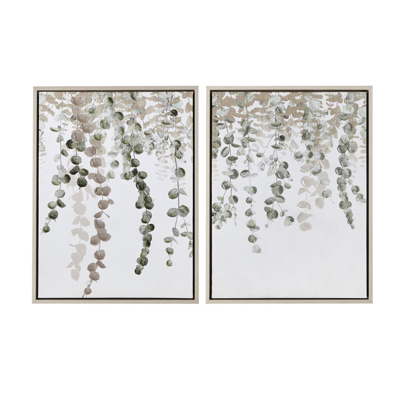 2 œuvres d'art murales en eucalyptus - Transformez votre décoration intérieure pour compléter le look du salon
