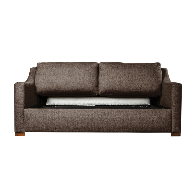 Adreille Upholstered 80'' Reclining Sleeper Sofa, Brown Flax Revolution®
