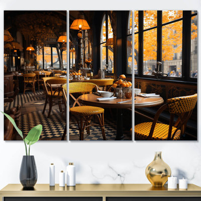 «France Parisian Cafe Charm II», reproduction sur toile 3 pièces