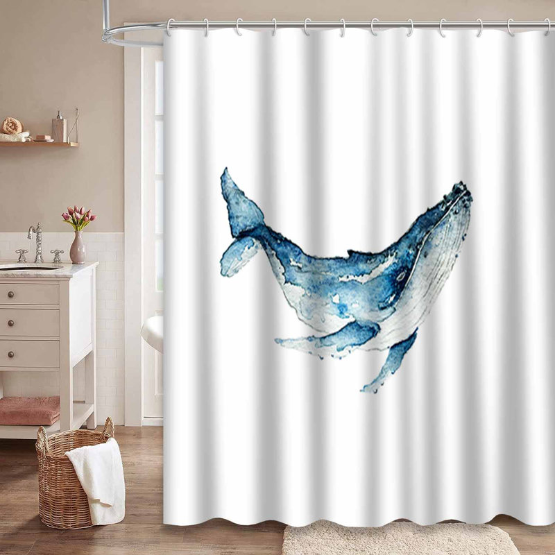 Aquarelle, baleine bleue, océan, invitations à thème océan avec 12 crochets, L 72 po x l 72 po