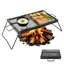Gril de feu de camp pliant robuste, grille de camping portable de 24 po, filet en acier robuste, foyer compact pour équipement avec pattes et poignée, grille de cuisson pour la cuisson à flamme nue à l'extérieur, noir